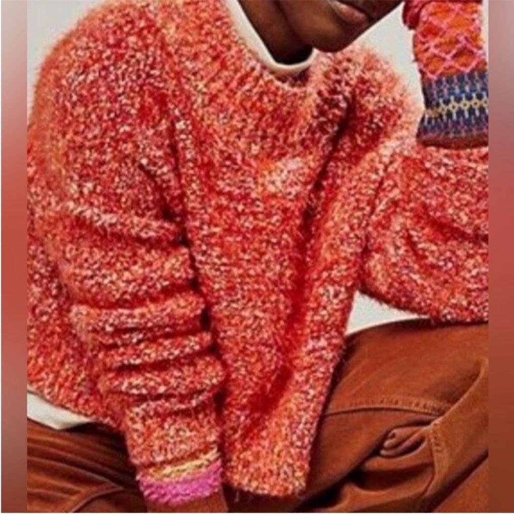 Free People Stardust Cropped Sweater Size XS NWOT Coral